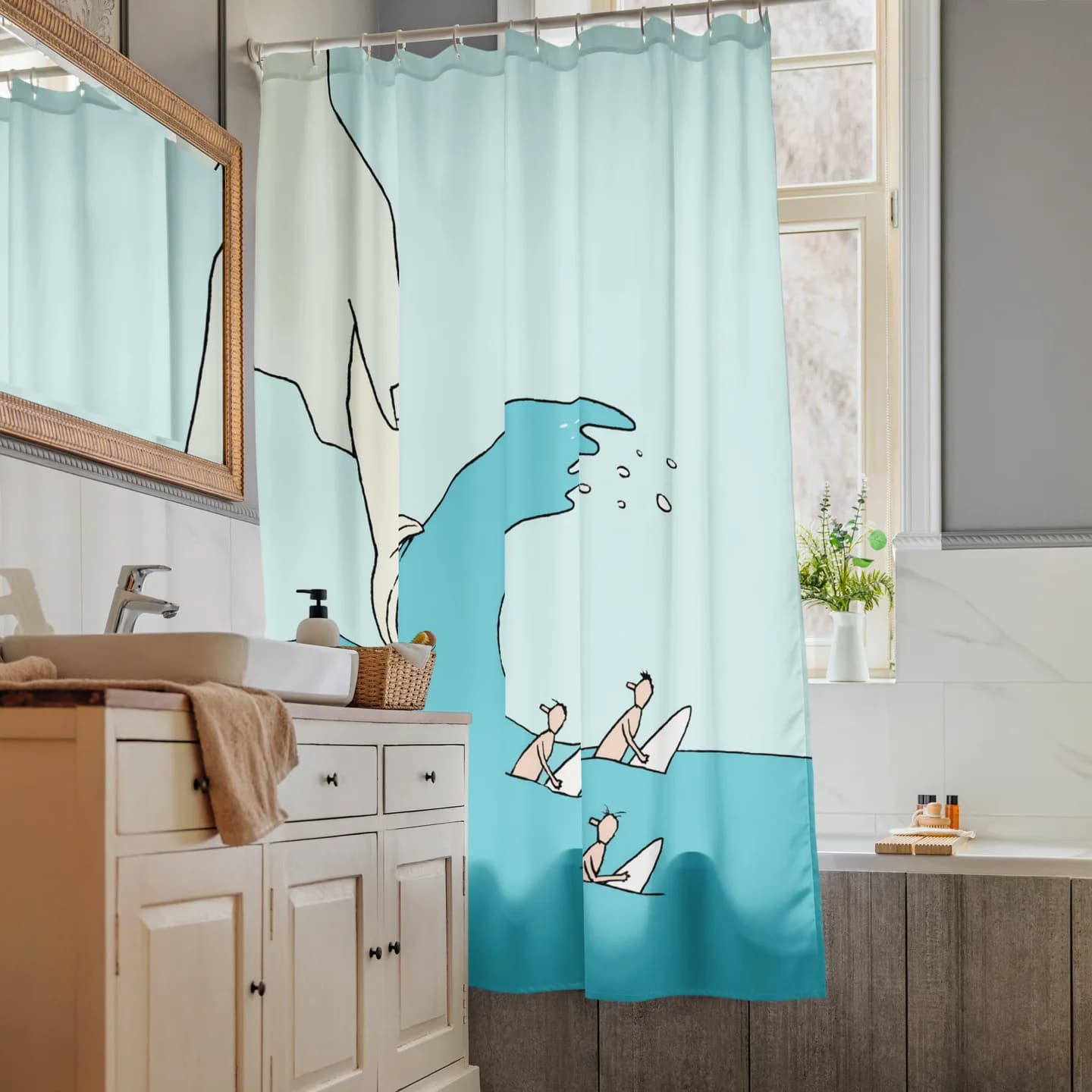Ice Cream Surf Shower curtain